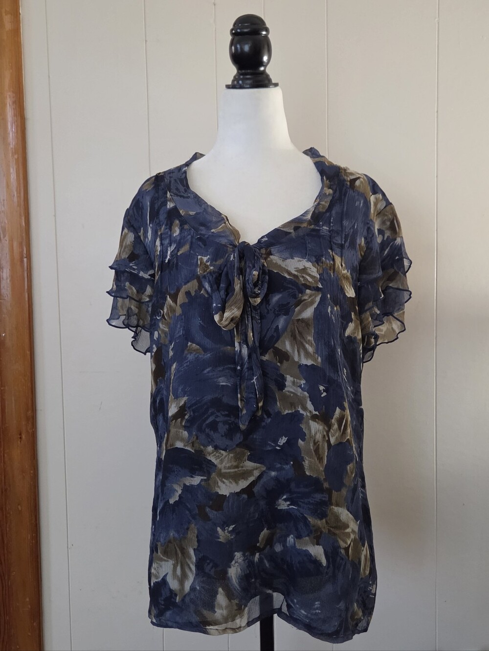 Vtg ISPIRI | 100% SILK Short Sleeve Blouse | Sz XL